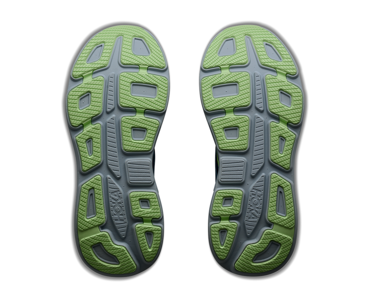 Men's HOKA Bondi 9 in Downpour/Thunder Cloud — outsole view.