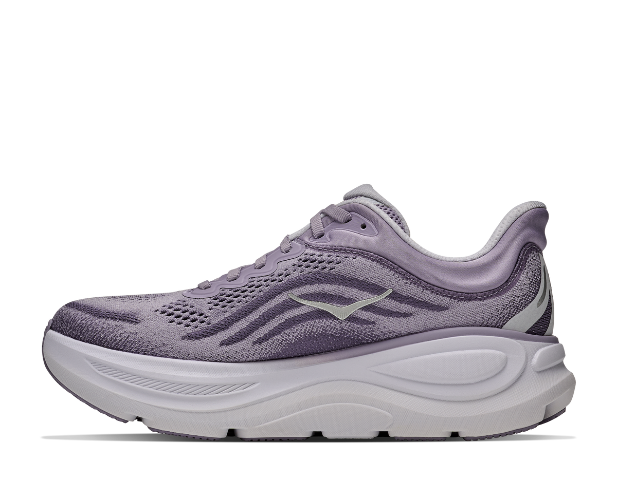 Women's HOKA Bondi 9 in Purple Fog/Mellow Lilac — medial view.