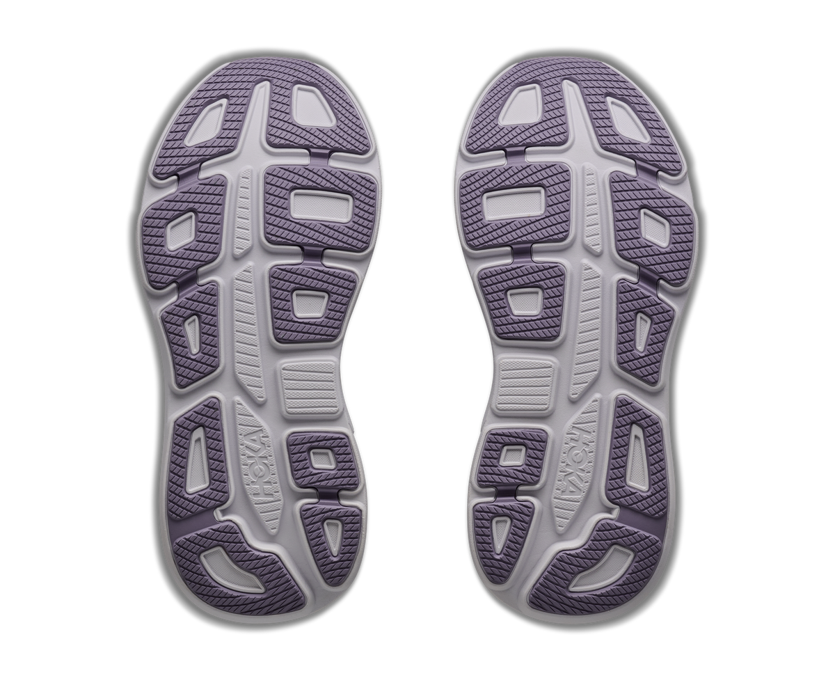 Women's HOKA Bondi 9 in Purple Fog/Mellow Lilac — outsole view.