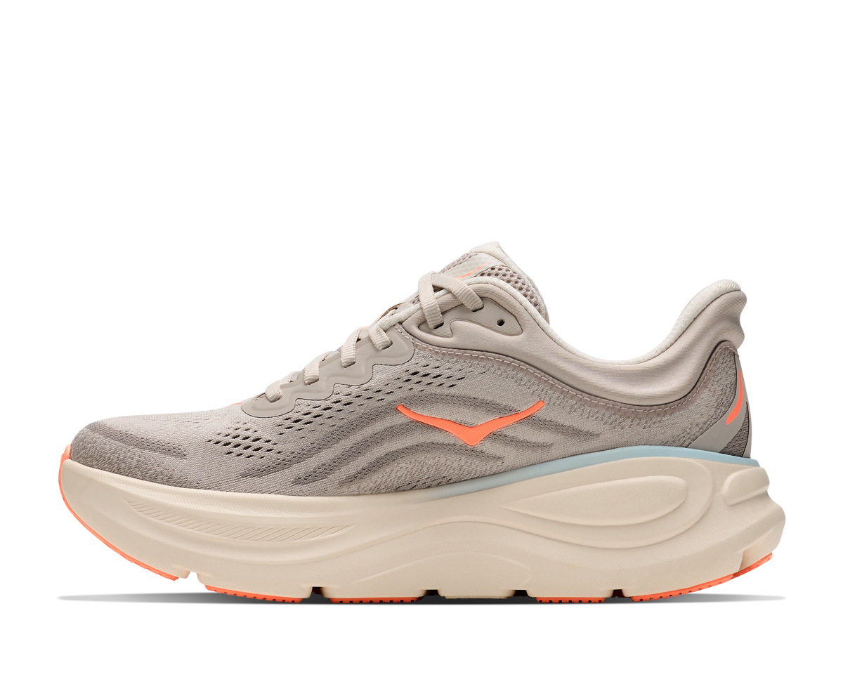 Women's HOKA Bondi 9 in Riverrock Grey/Mineral Ore — medial view.