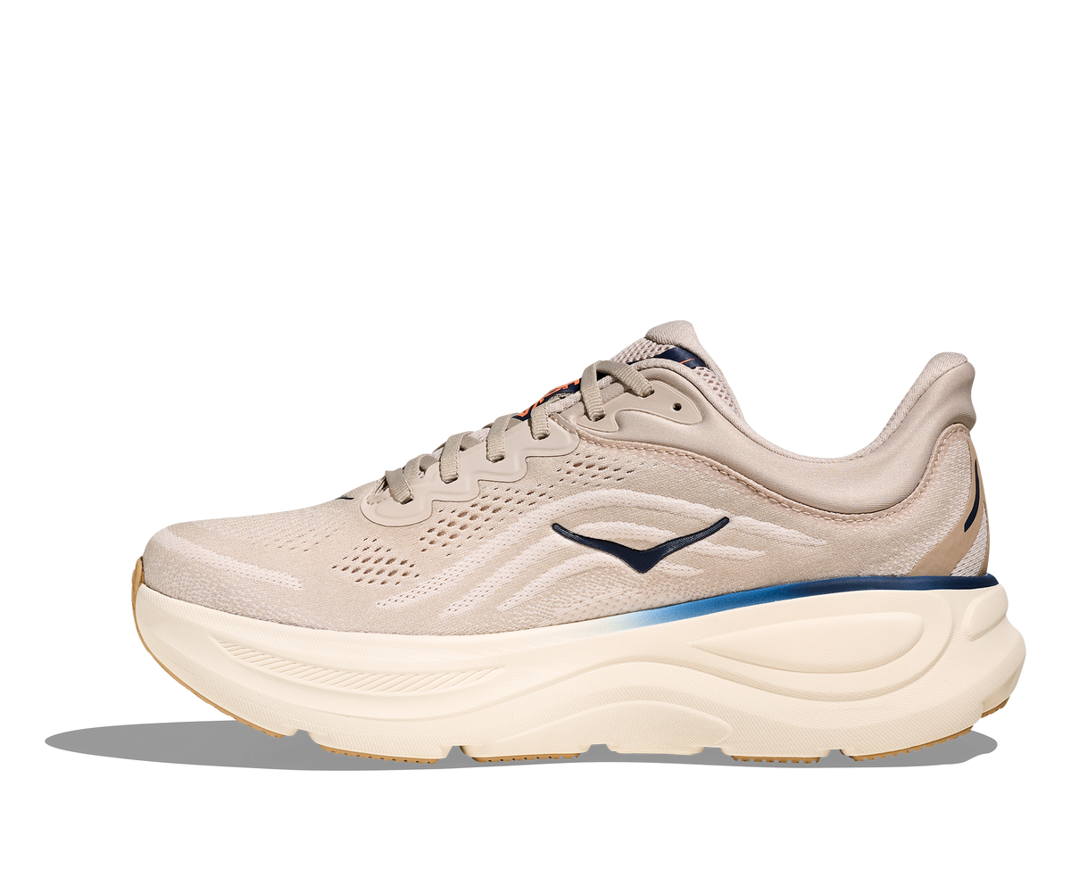 Men's HOKA Bondi 9 in Stucco/Grout — medial view.