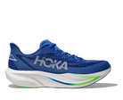 Men's HOKA Mach 7 in Cobalt Blue/Neon Green, side view.