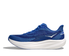 Men's HOKA Mach 7 in Cobalt Blue/Neon Green, medial view.