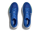 Men's HOKA Mach 7 in Cobalt Blue/Neon Green, top view.