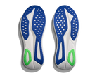 Men's HOKA Mach 7 in Cobalt Blue/Neon Green, outsole view.