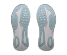 Pair of women's Hoka Mach 7 shoes in Glimmering Blue/Frost, outsole view.