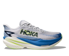 Men's Hoka Mach X3 in Cosmic Grey/Virtual Blue, lateral side view.