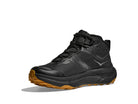 HOKA Transport Hike GTX men's hiking shoe in Black/Black, angled side view