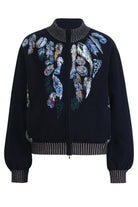 IVKO Roll Neck Jacket with Embroidery in Black, product detail view