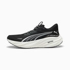 Black and white running shoe with Puma logo on a white background