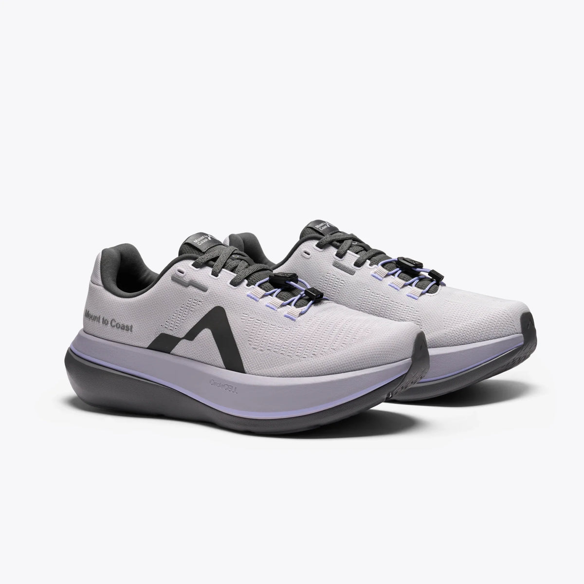 Pair of women's Mount to Coast C1 shoes in Ultraviolet, three-quarter view.