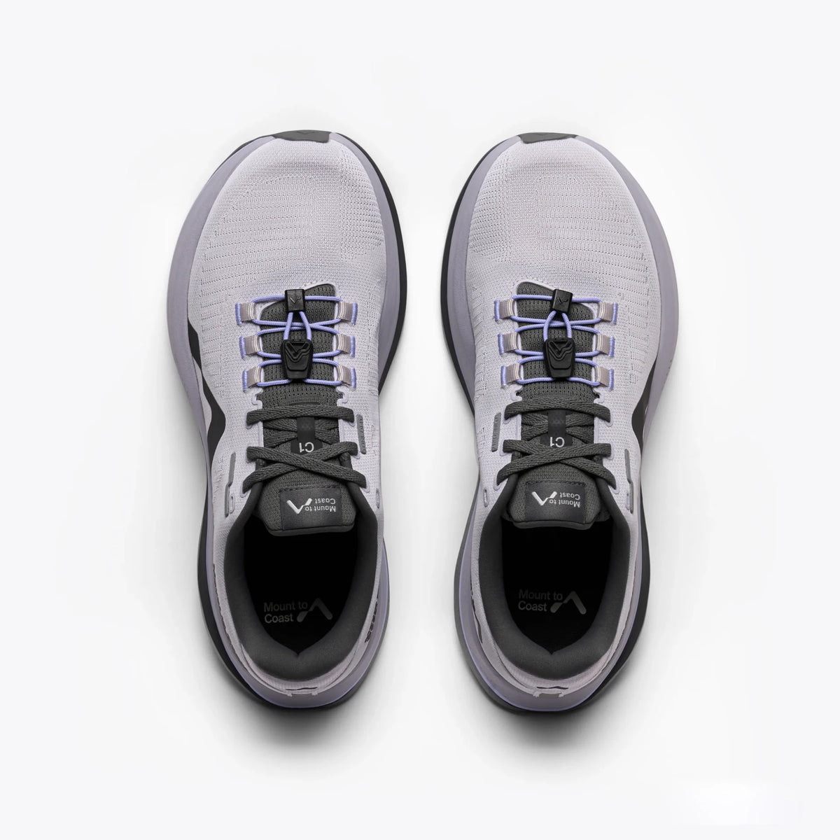 Pair of women's Mount to Coast C1 shoes in Ultraviolet, top view.