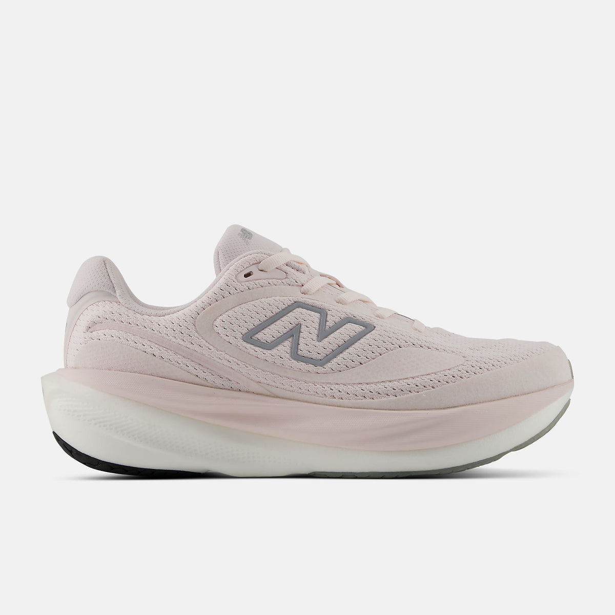 New Balance 1080 v15 Suede women's running shoe in Pink Salt/Pink Granite — side profile