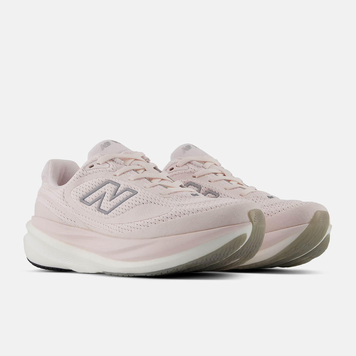 New Balance 1080 v15 Suede women's running shoe in Pink Salt/Pink Granite — front three-quarter view