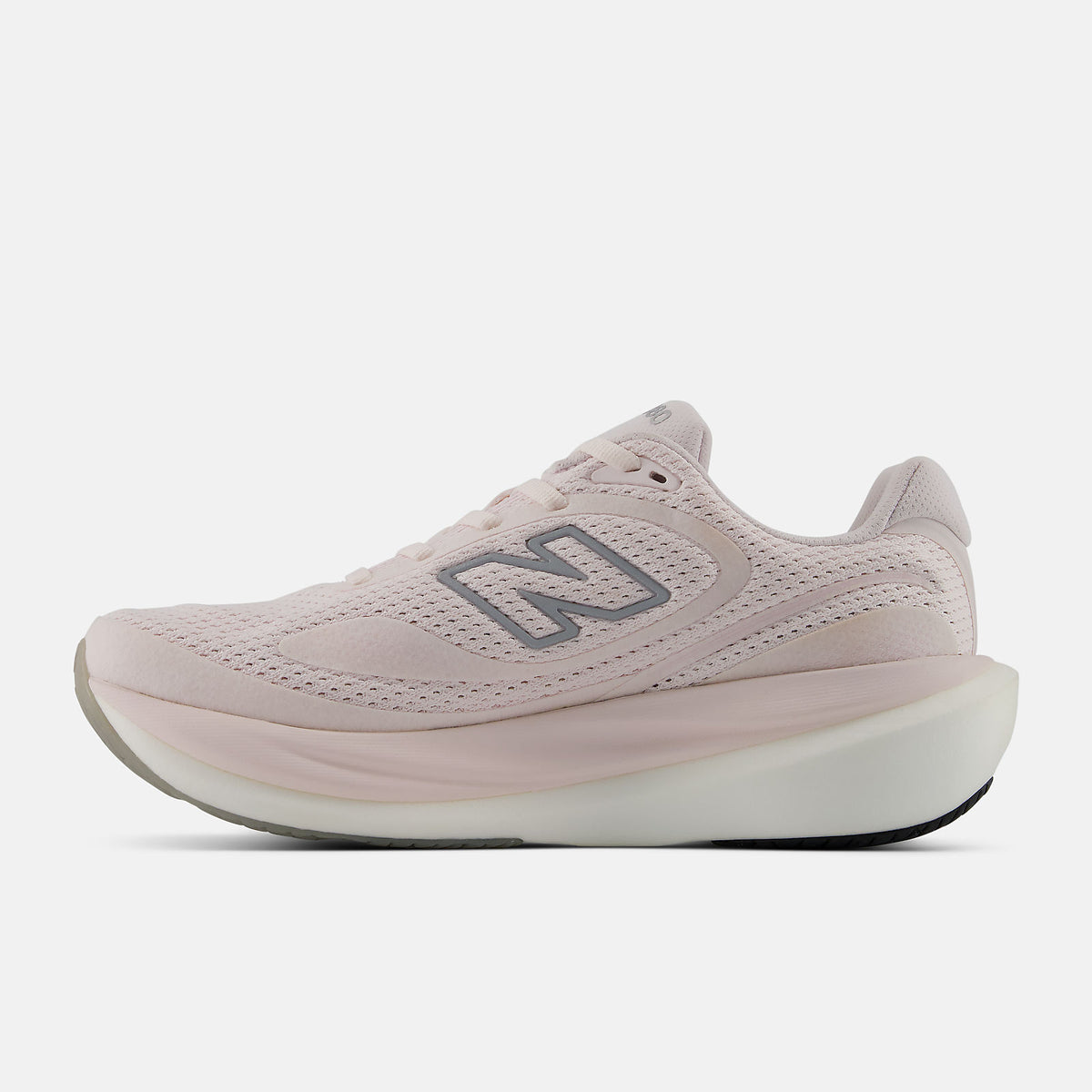 New Balance 1080 v15 Suede women's running shoe in Pink Salt/Pink Granite — opposite side profile