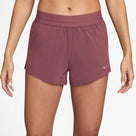 Women's Nike Dri-FIT Mid-Rise 2.5-inch Running Shorts in Pink Rise, front view.