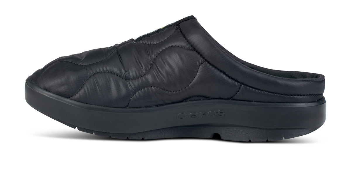 OOFOS OOcoozie Thermo Mule in Black women's recovery slipper medial view