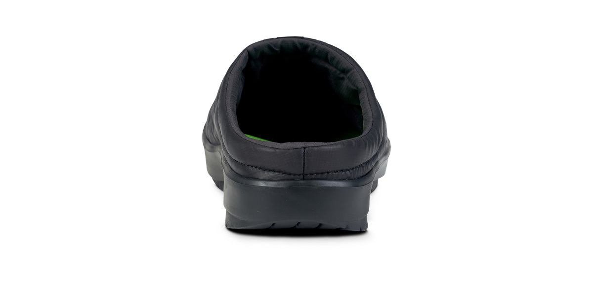 OOFOS OOcoozie Thermo Mule in Black women's recovery slipper rear view