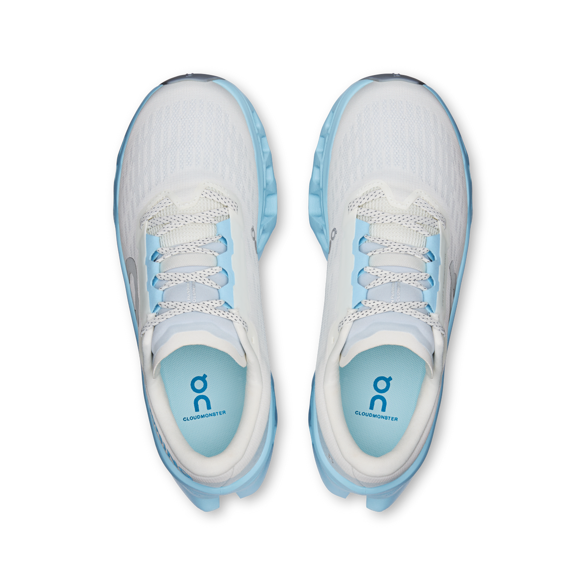On Cloudmonster 3 women's Ivory/Topaz, official overhead view