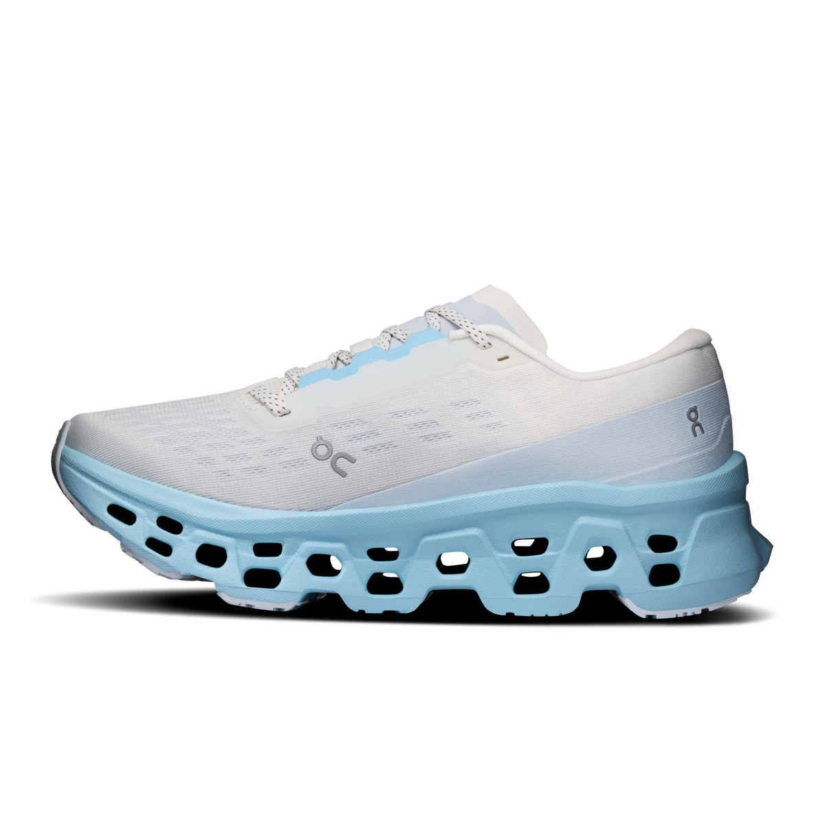 On Cloudmonster 3 women's Ivory/Topaz, official medial side profile