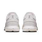 Women's On Cloud 6 in White/White, rear view.