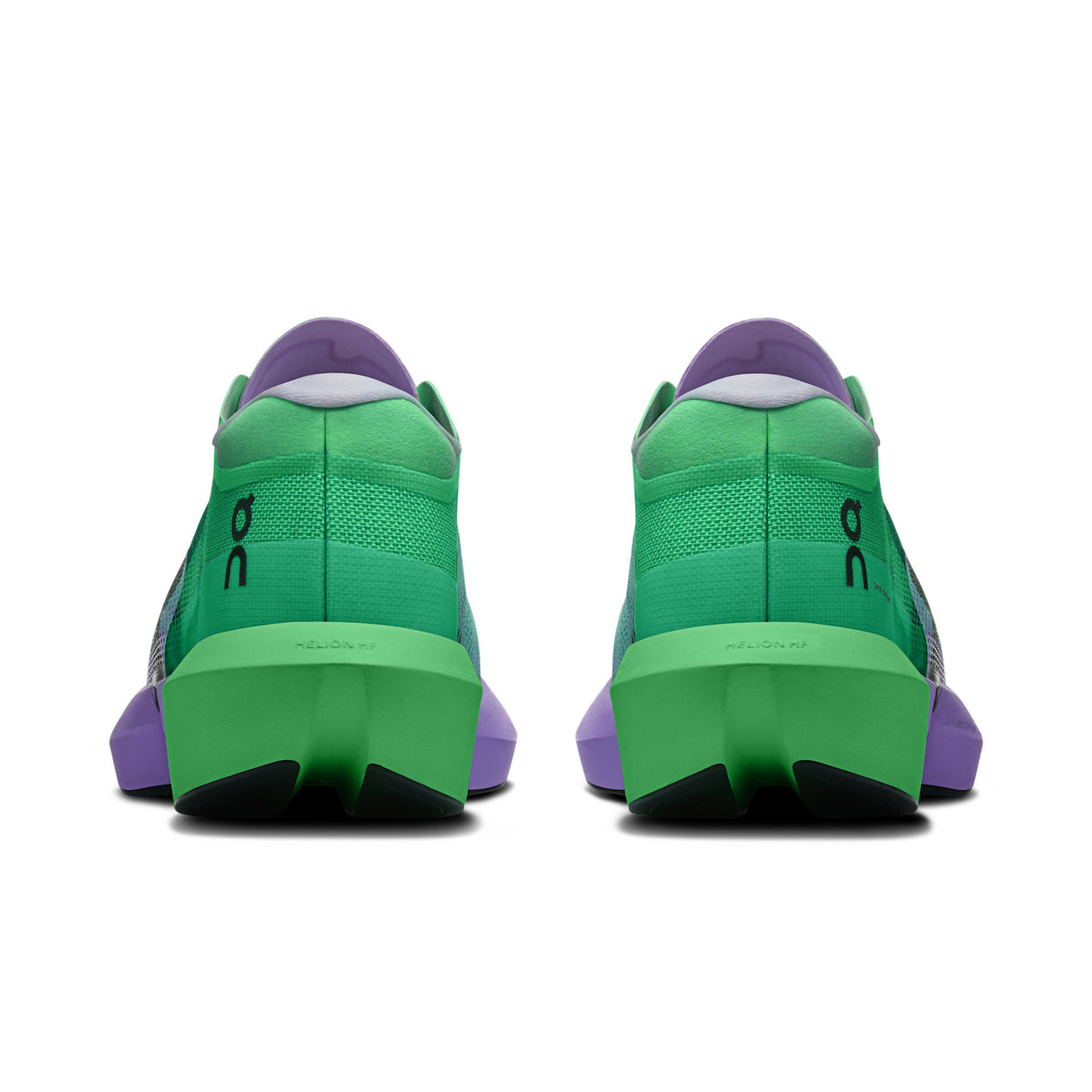On Running Cloudboom Strike 2 unisex running shoe in Verdite/Aconite — rear view of the pair