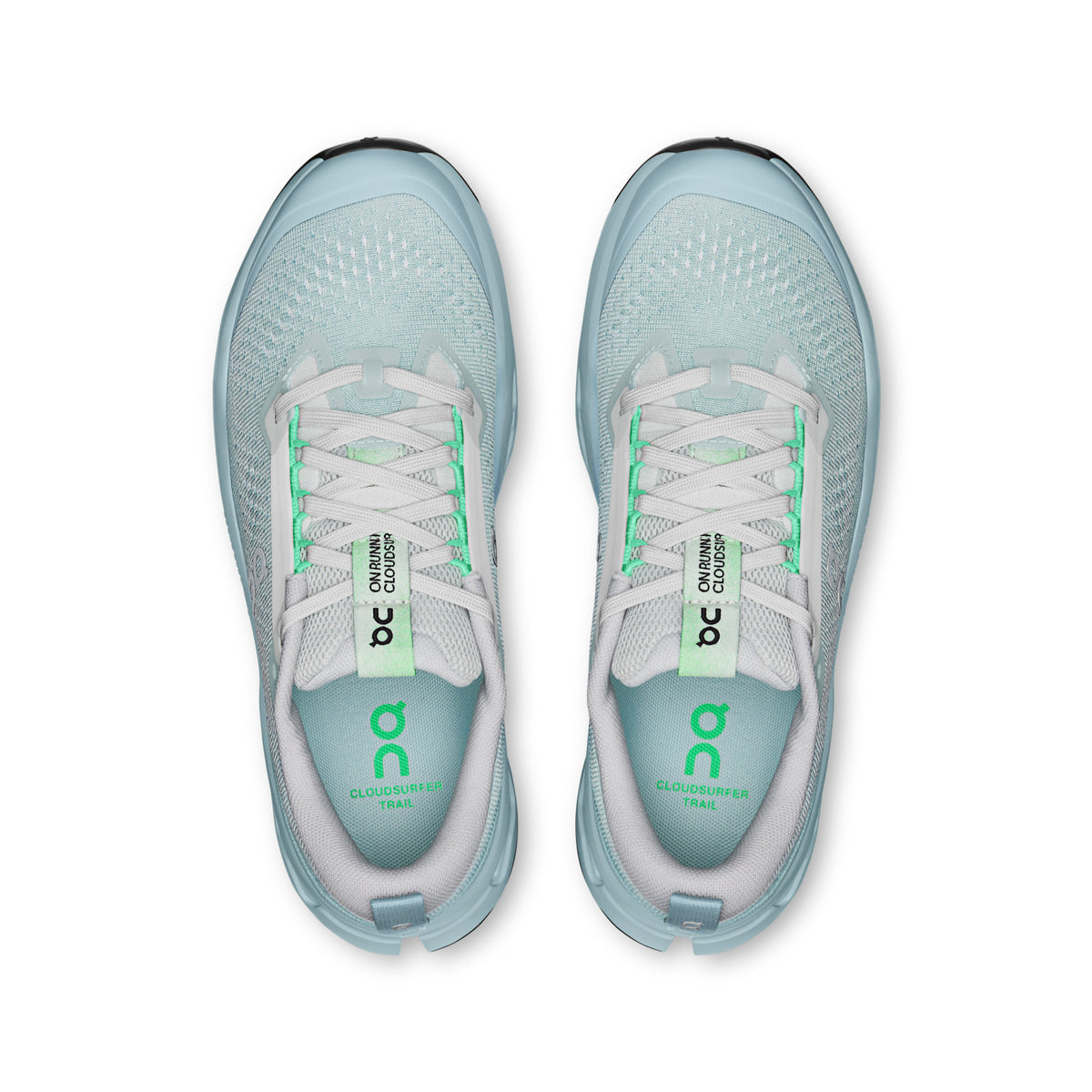 On Running Cloudsurfer Trail 2 women's trail running shoe in Chalk/Gardenia — top view of the pair