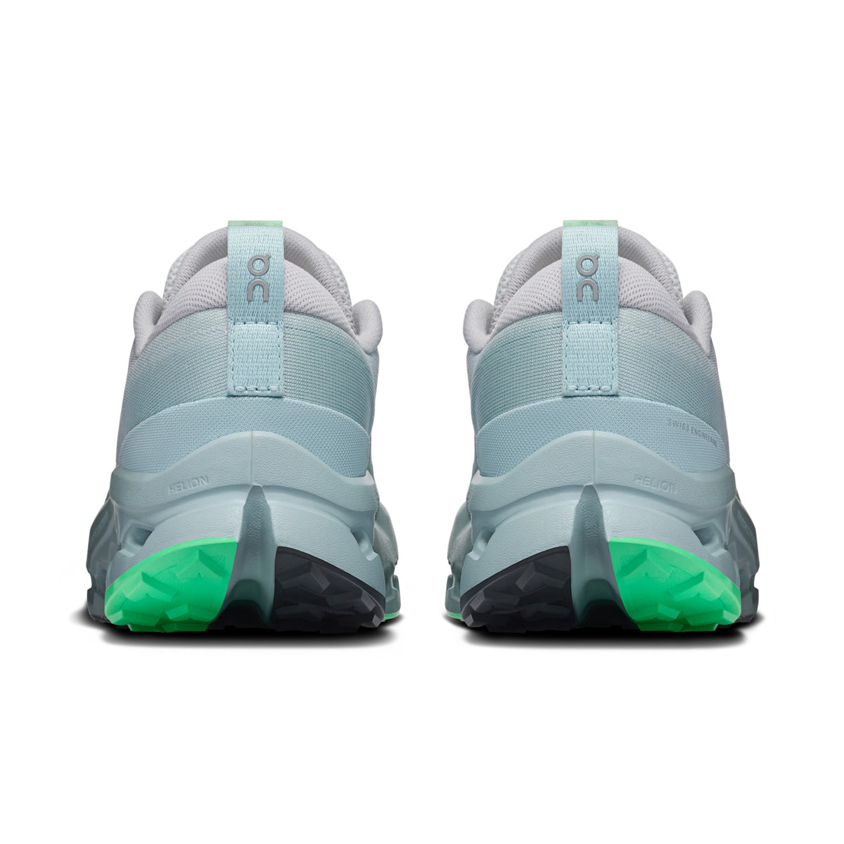 On Running Cloudsurfer Trail 2 women's trail running shoe in Chalk/Gardenia — rear view of the pair