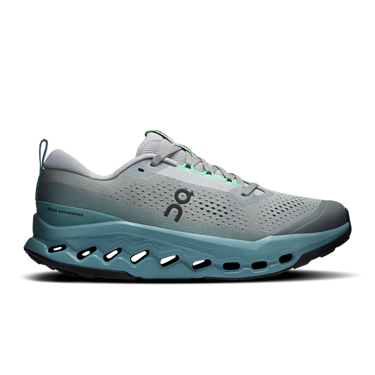 On Running Cloudsurfer Trail 2 men's trail running shoe in Platinum/Tide — side profile