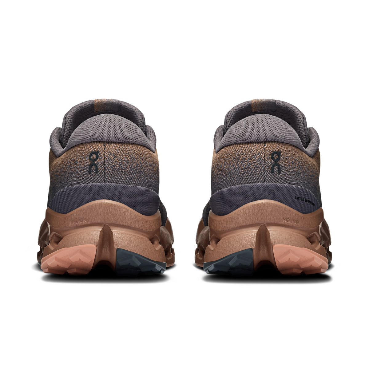 On Running Cloudsurfer Trail 2 Waterproof men's trail running shoe in Portobello/Pebble — rear view of the pair