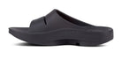 Oofos Ooahh Slide. Black. Medial view.