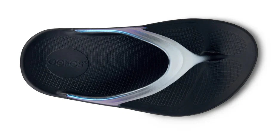 Women's Oofos OOlala Luxe Sandal in Frost, top view