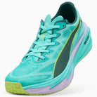 PUMA Deviate NITRO Elite 4 HYROX men's running shoe in Intense Mint/Light Lavender — upper and lacing detail
