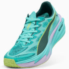 PUMA Deviate NITRO Elite 4 HYROX women's running shoe in Intense Mint/Light Lavender — upper and lacing detail