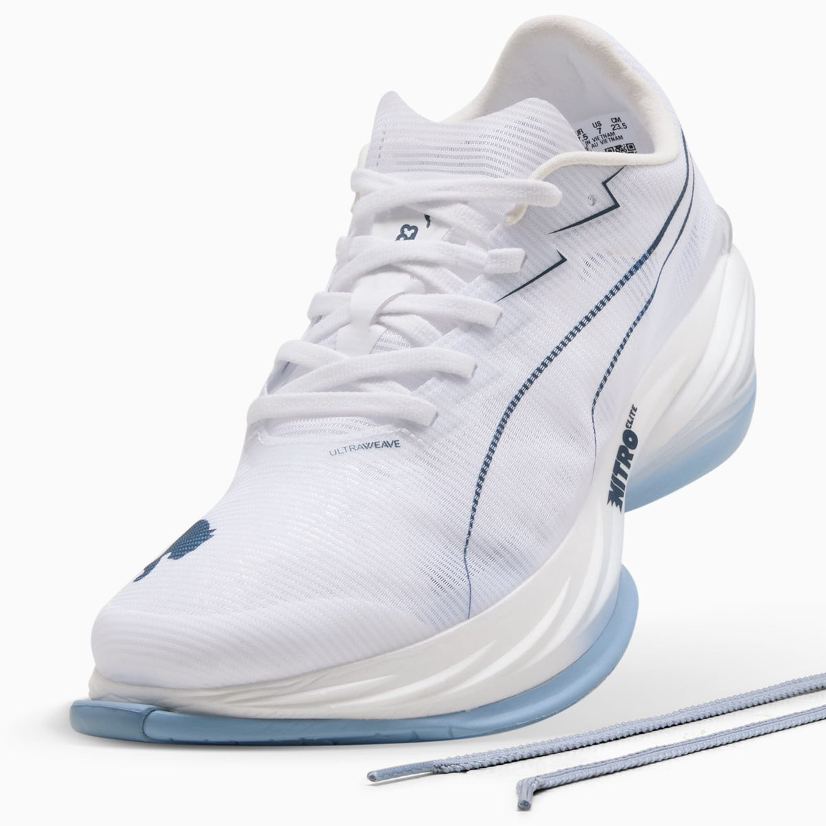 Women's PUMA Fast-R Nitro Elite 3 in White/Blue — product view 6.