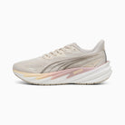 PUMA Velocity NITRO 5 women's running shoe in Alpine Snow/Misty Pink — side profile