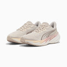 PUMA Velocity NITRO 5 women's running shoe in Alpine Snow/Misty Pink — front three-quarter view of the pair