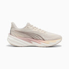 PUMA Velocity NITRO 5 women's running shoe in Alpine Snow/Misty Pink — opposite side profile