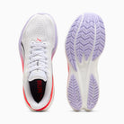 Women's PUMA Velocity NITRO 5 in PUMA White/Ultra Red/Light Lavender — top view