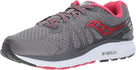 Women's Saucony Echelon 6. Grey upper. White midsole. Lateral view.