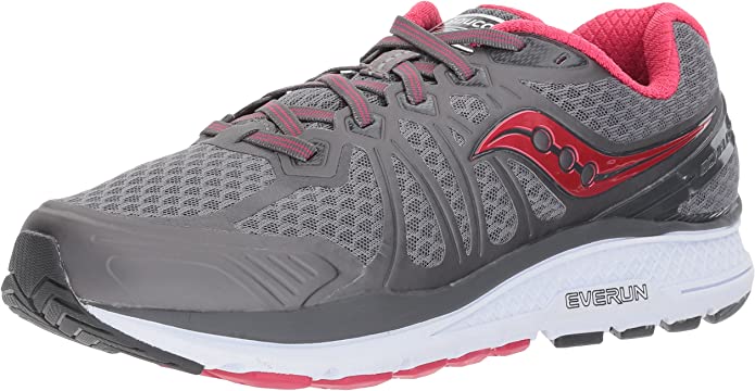 Women's Saucony Echelon 6. Grey upper. White midsole. Lateral view.