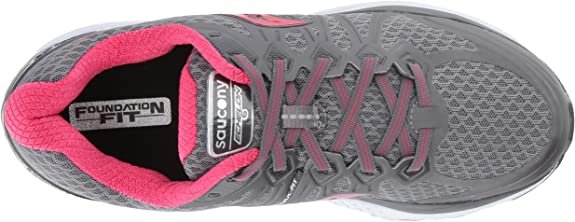 Women's Saucony Echelon 6. Grey upper. White midsole. Top view.