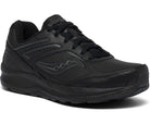 Women's Saucony Echelon Walker 3. Black upper. Black midsole. Lateral view.