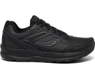 Women's Saucony Echelon Walker 3. Black upper. Black midsole. Lateral view.
