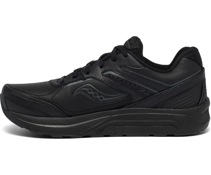 Women's Saucony Echelon Walker 3. Black upper. Black midsole. Medial view.