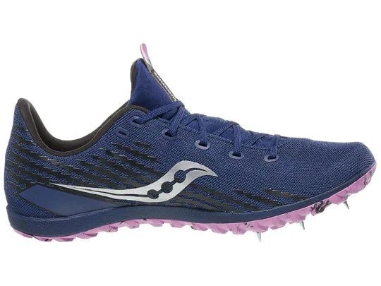 Women's Saucony Havok XC 3. Purple upper. Purple midsole. Medial view.