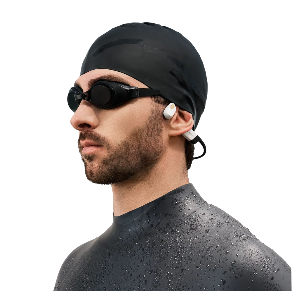 Shokz OpenSwim Pro waterproof bone conduction headphones in White, alternate product view 4
