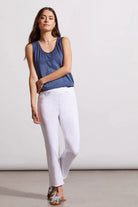 Tribal Audrey Pull-On Straight Crop Jeans in White for women, alternate view