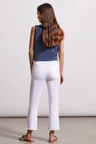 Tribal Audrey Pull-On Straight Crop Jeans in White for women, back and fit detail