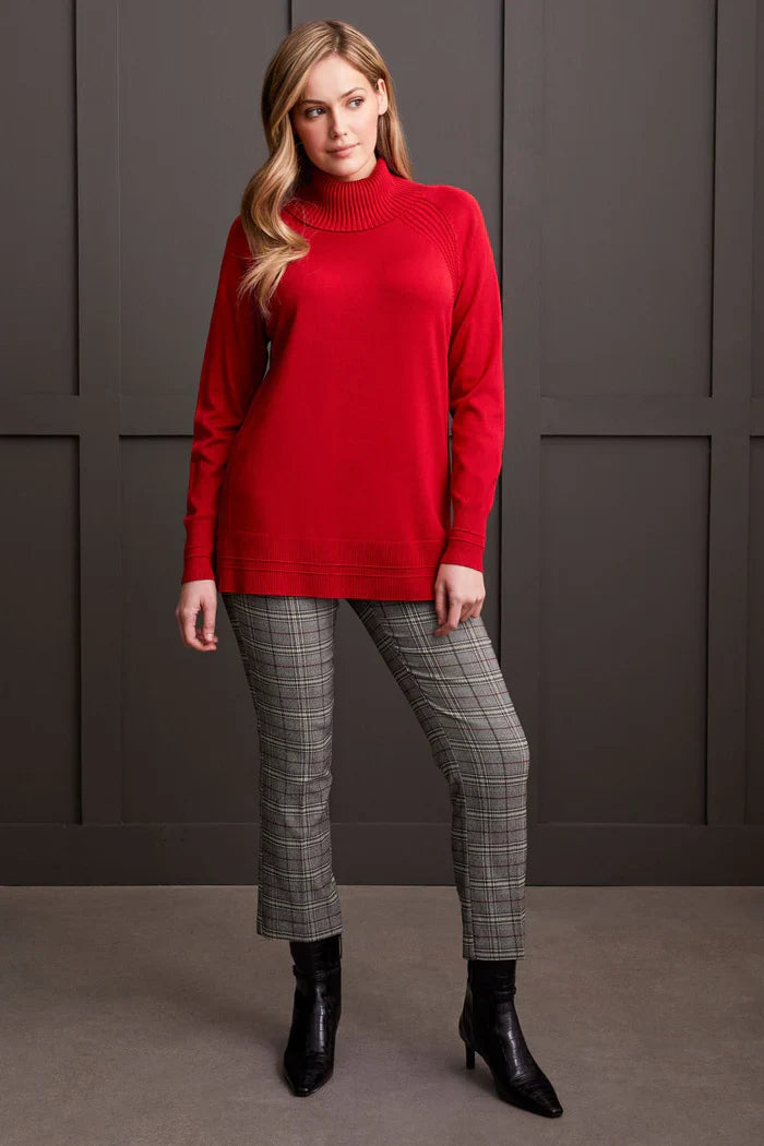 Tribal Raglan Sleeve Cowl Neck Sweater in Scarlet for women, alternate view